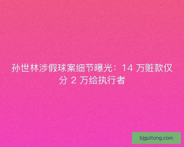 孙世林涉假球案细节曝光：14 万赃款仅分 2 万给执行者